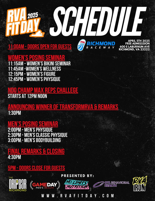RVA Fit Day Posing Seminar and Max Reps Challenge Sign Up Information/Links!
