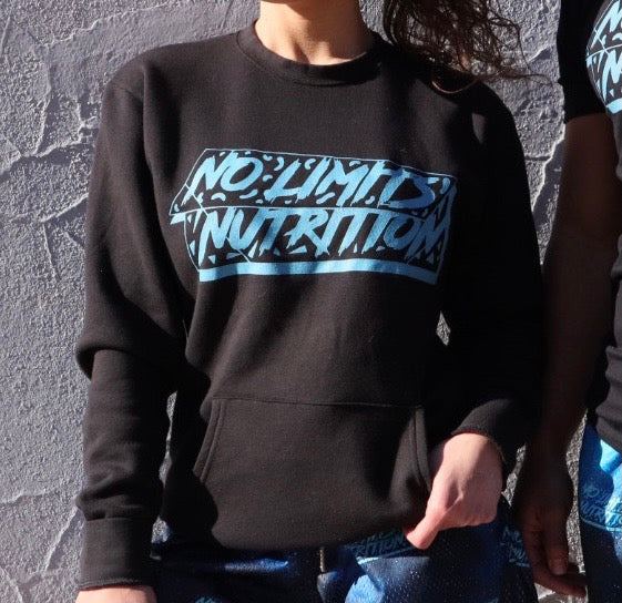 Black & Teal Pocket Crewneck