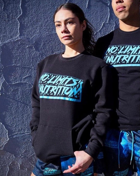 Black & Teal Pocket Crewneck