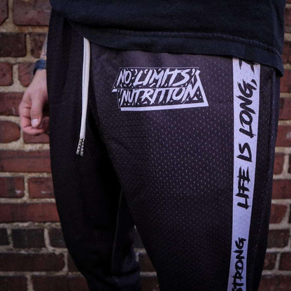 "Life is Long Die Strong" Mesh Joggers