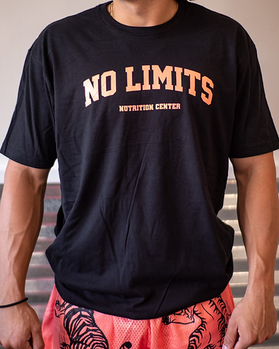 No Limits - Black and Salmon Collegiate T Shirt
