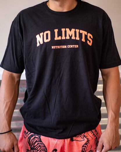 No Limits - Black and Salmon Collegiate T Shirt