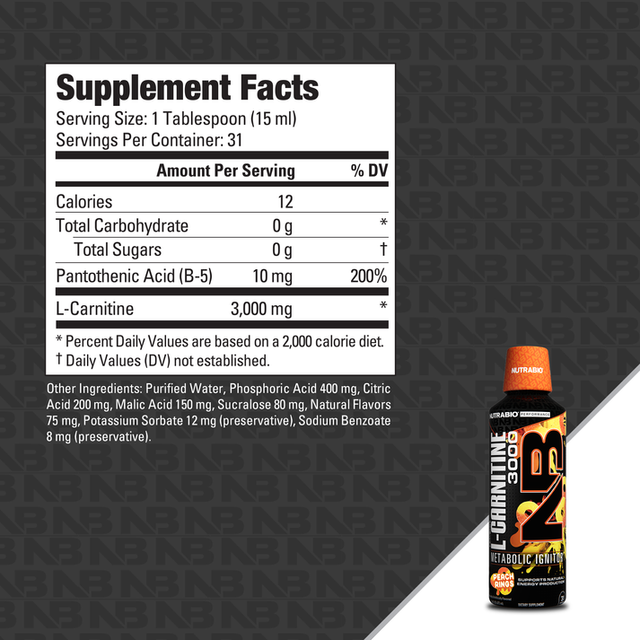 l carnitine nutrabio Lean Shots L-Carnitine 3000 Nutrabio Acetyl L-Carnitine 500 mg